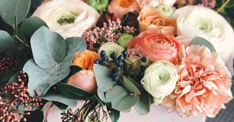 Wedding Gift - White, Orange, and Green Floral Bouquet Decor